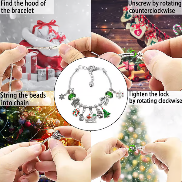 XmasBrace | 24 Stück DIY Weihnachts Adventskalender Armbandenset für Festlichen Spaß
