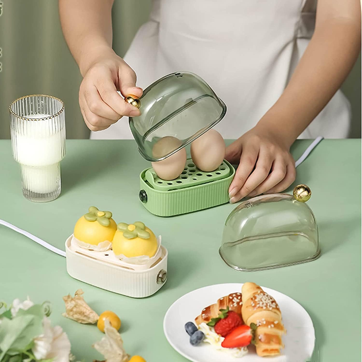 KookNest Mini Eierkocher – Automatischer Elektrischer Eierkocher für 2 Eier