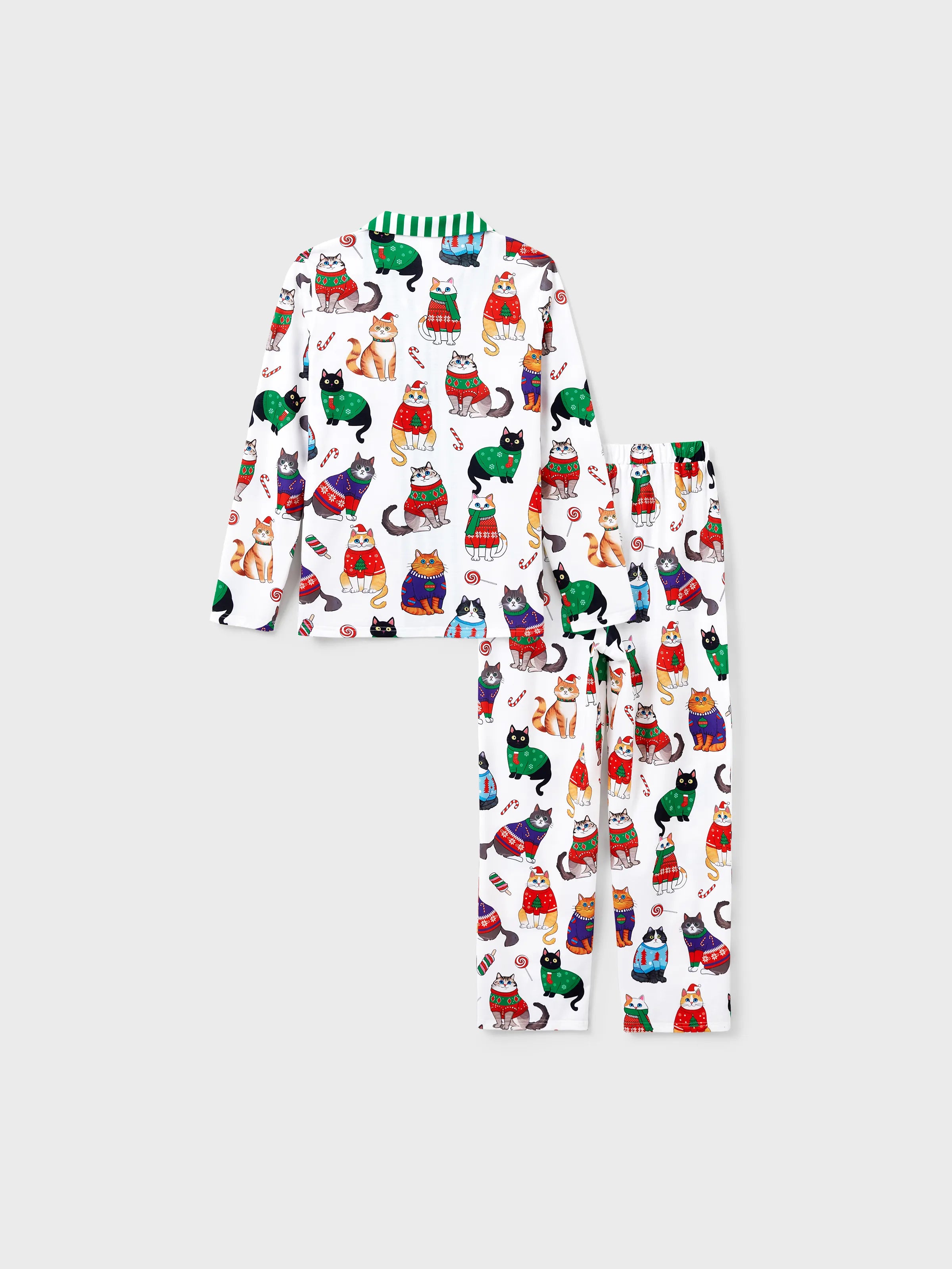 MeowJams | Weihnachts Familien Pyjama Set Katzenprint mit Passenden Socken Multicolor