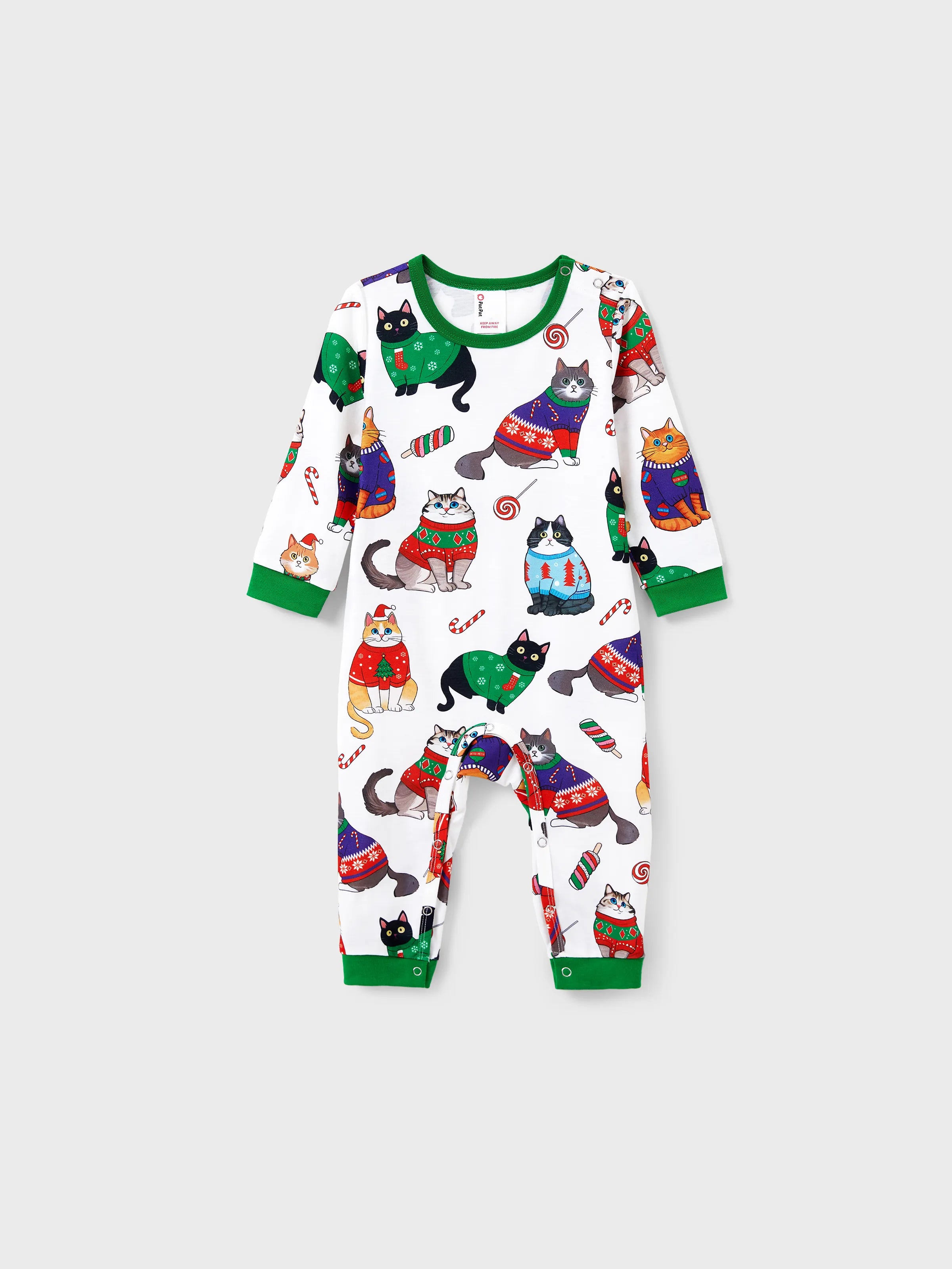 MeowJams | Weihnachts Familien Pyjama Set Katzenprint mit Passenden Socken Multicolor