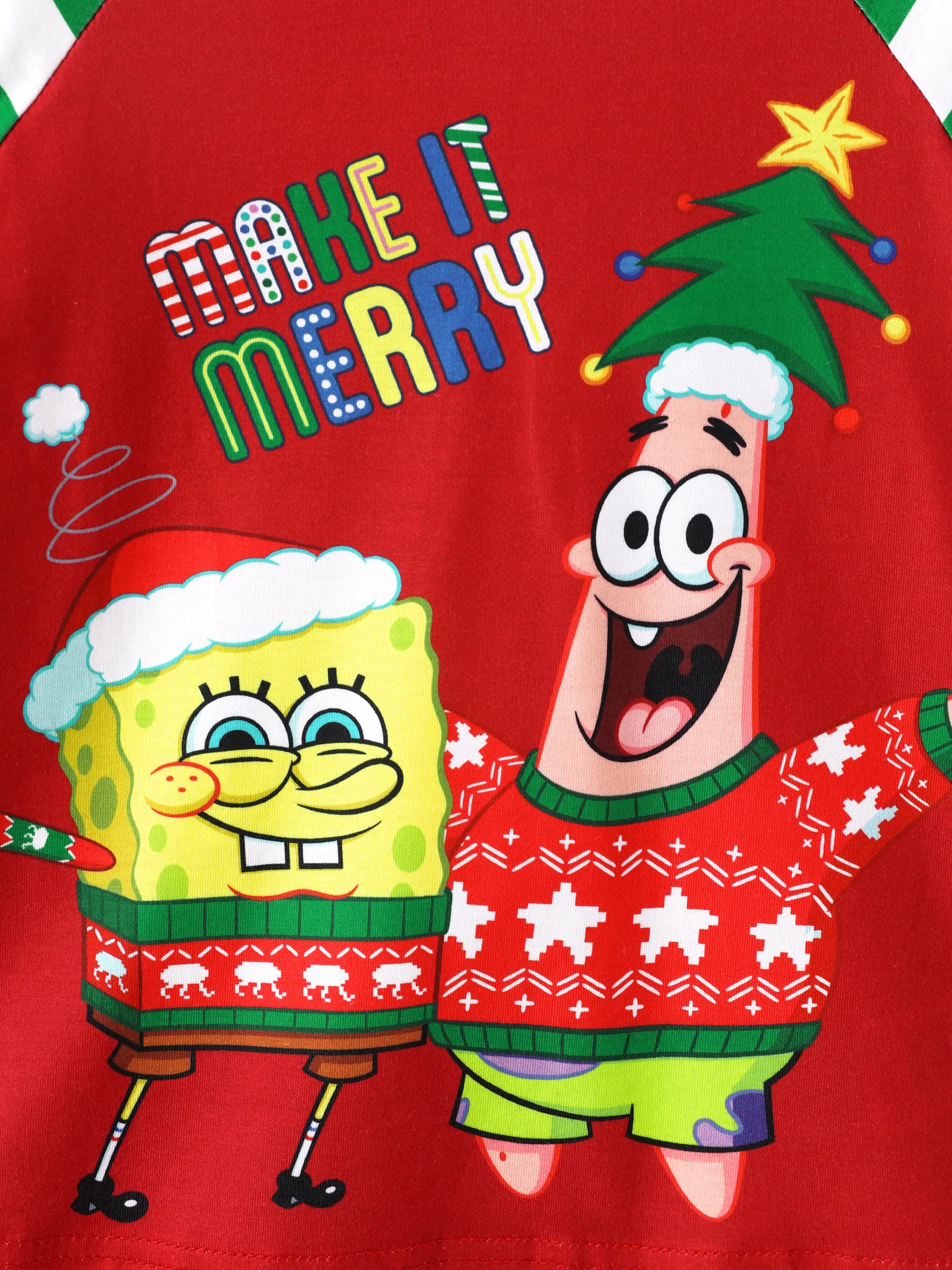 SpongeJams | SpongeBob Schwammkopf Weihnachts Familien Pyjama Set mit Gestreiftem Design und Socken