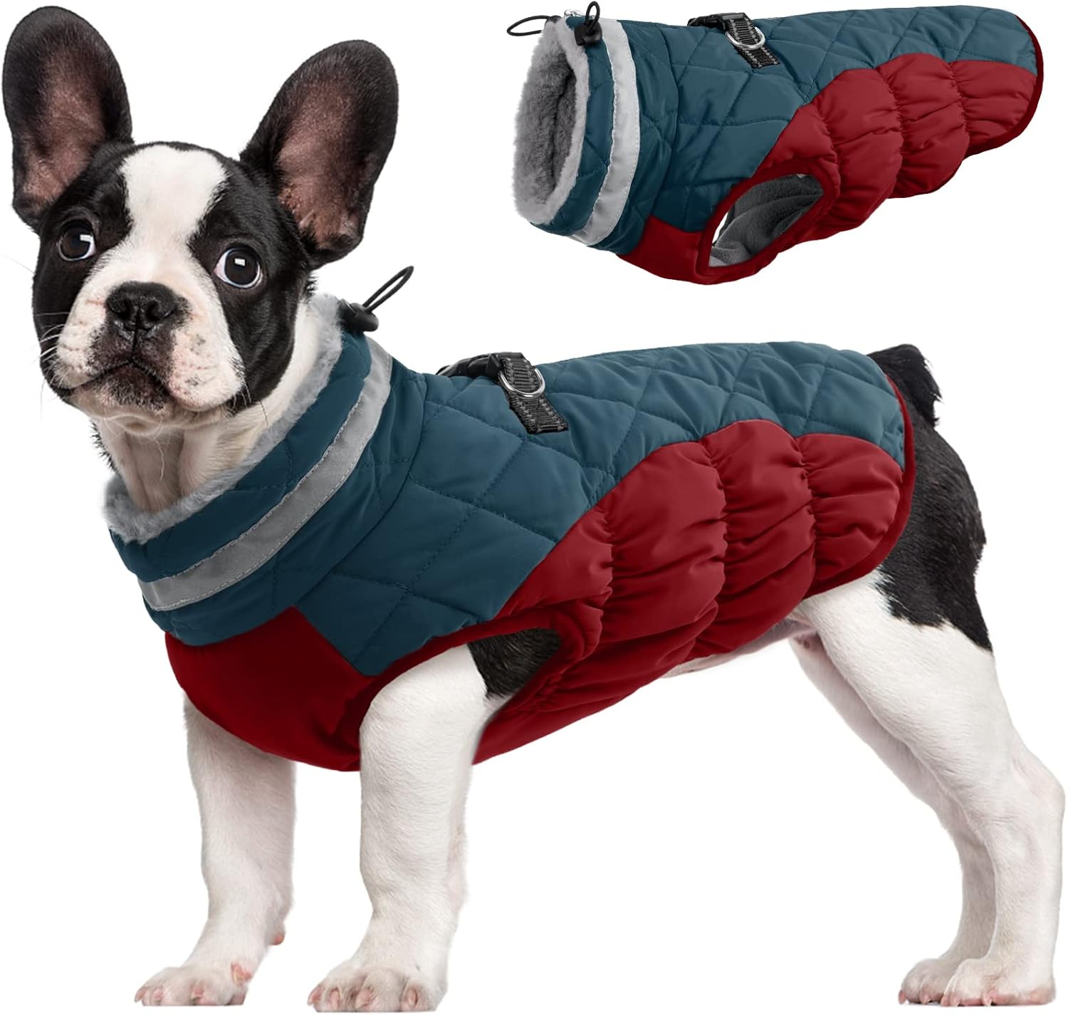 SafeWalk Wintergeschirr Jacke – Wasserdichte Hundejacke mit Reflektion und Fleece-Futter