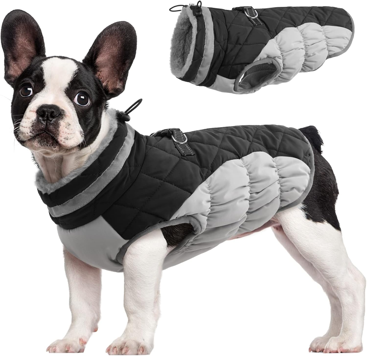 SafeWalk Wintergeschirr Jacke – Wasserdichte Hundejacke mit Reflektion und Fleece-Futter