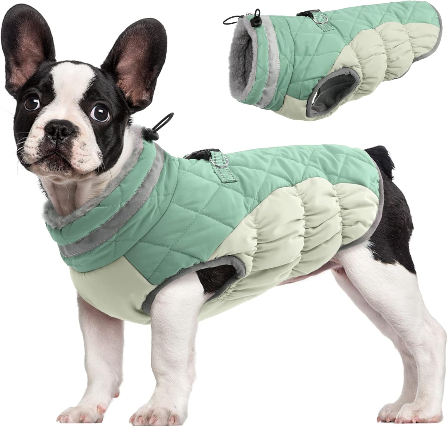 SafeWalk Wintergeschirr Jacke – Wasserdichte Hundejacke mit Reflektion und Fleece-Futter