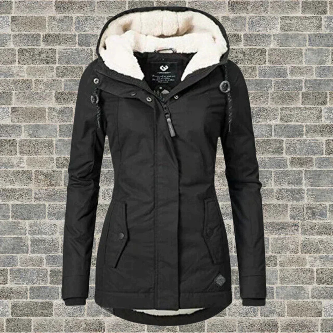 Elegante Damen Winterjacke – Bequeme Mittellange Jacke mit Praktischen Taschen