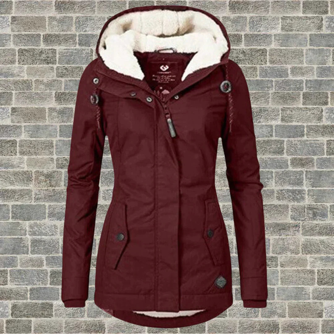 Elegante Damen Winterjacke – Bequeme Mittellange Jacke mit Praktischen Taschen