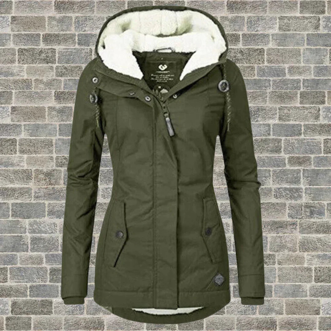 Elegante Damen Winterjacke – Bequeme Mittellange Jacke mit Praktischen Taschen