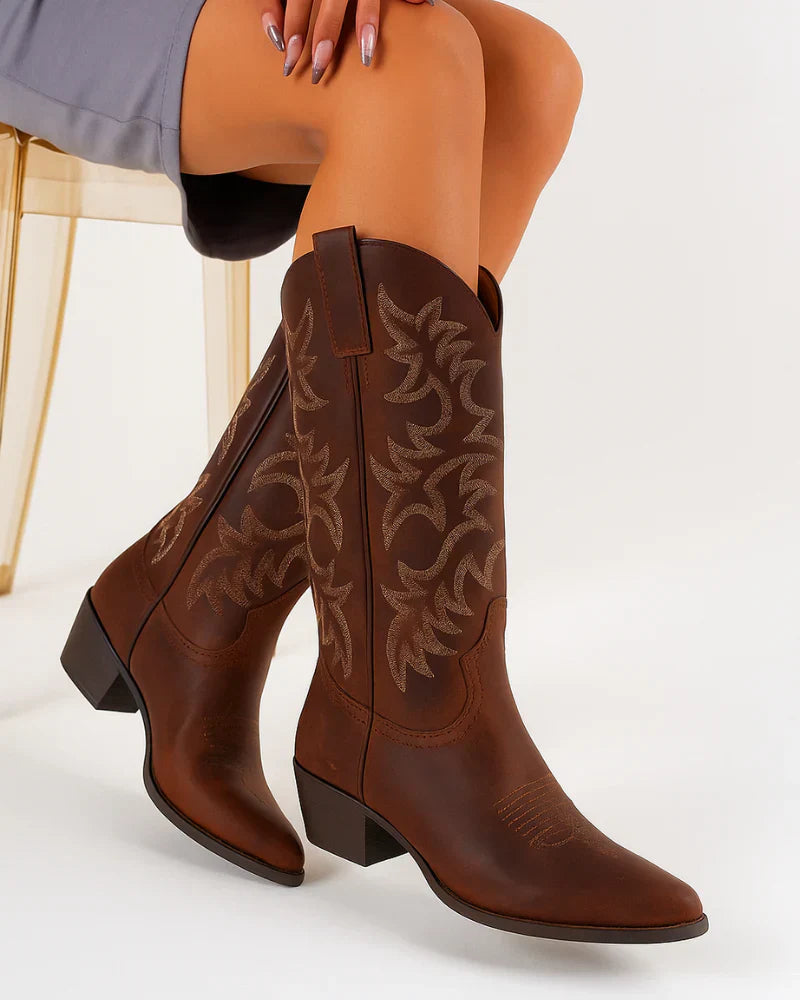 WestLine Damen Cowboystiefel – Klassisches Western Design mit Bequemem Sitz
