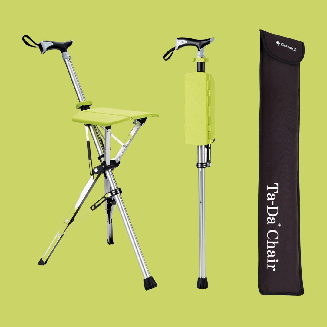 CrutchSeat | Zusammenklappbarer Hocker für Krücken – optimaler Komfort – ergonomisches Design – leicht und tragbar