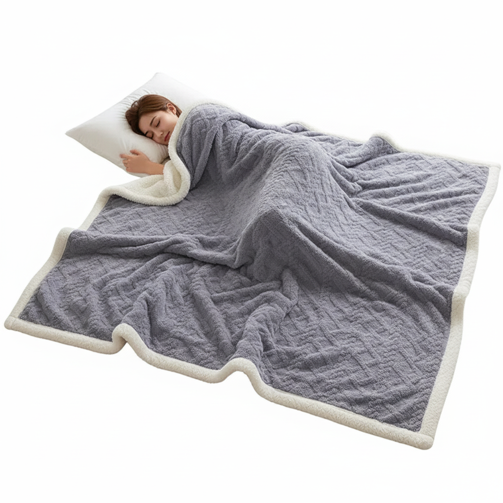 WarmThuis Winterdecke – Luxuriöse Lammwoll-Fleece-Decke mit beidseitigem Design