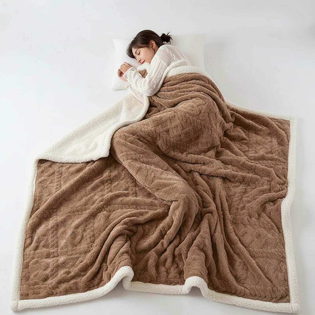 WarmThuis Winterdecke – Luxuriöse Lammwoll-Fleece-Decke mit beidseitigem Design