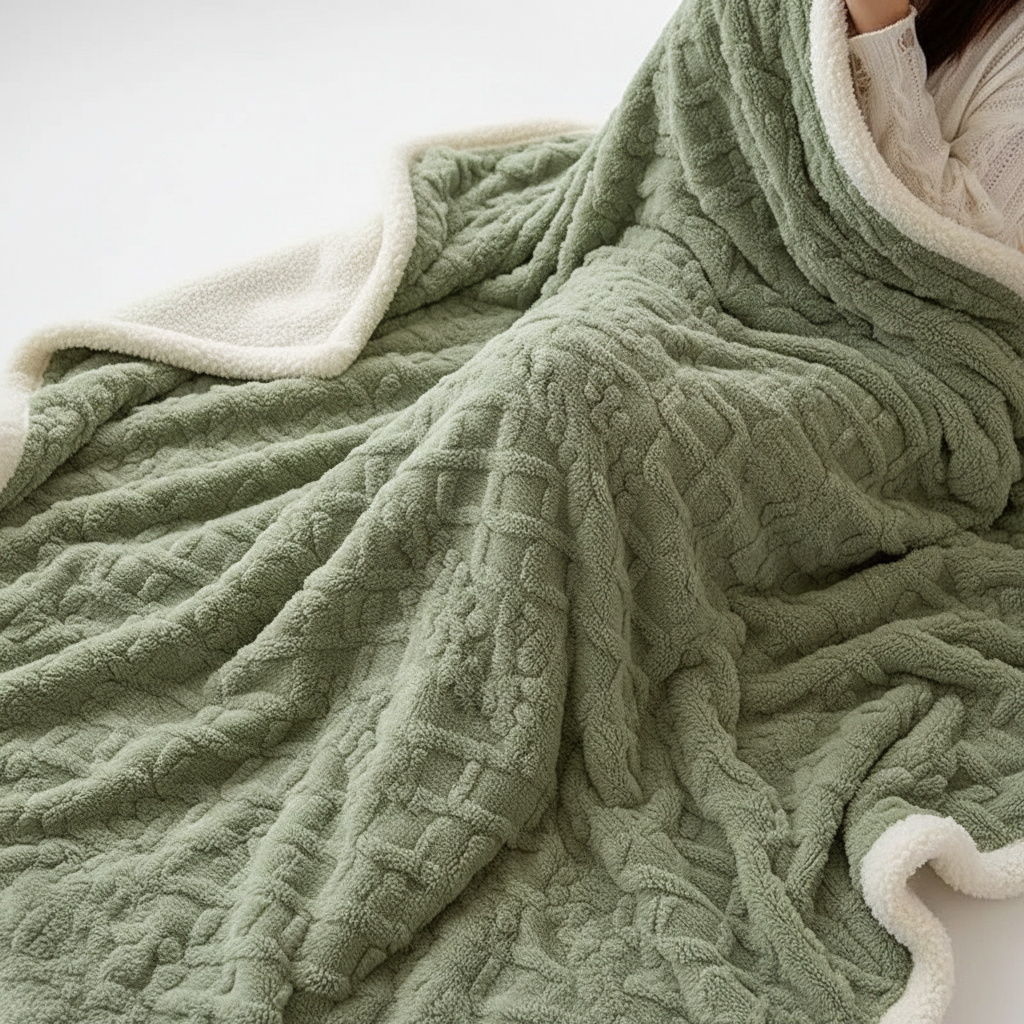 WarmThuis Winterdecke – Luxuriöse Lammwoll-Fleece-Decke mit beidseitigem Design