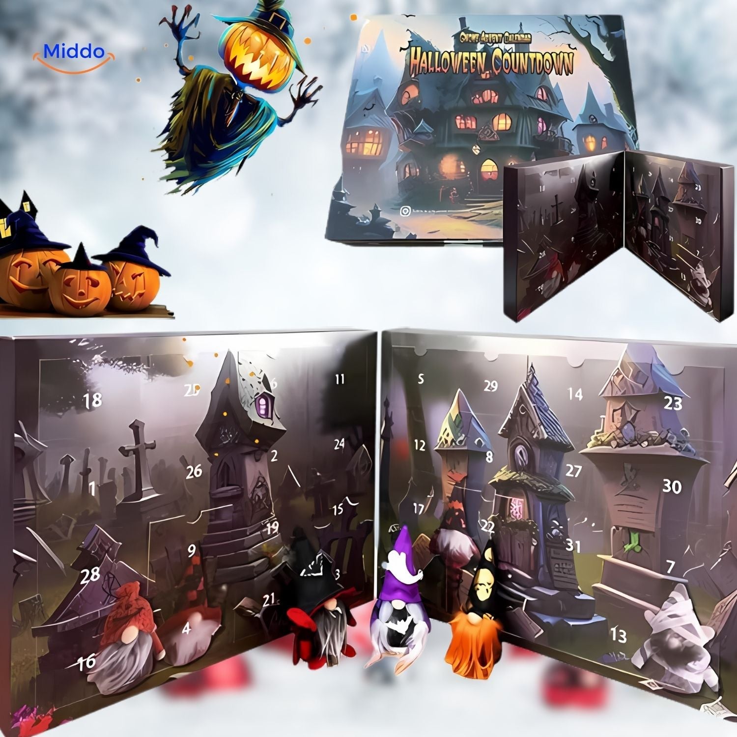 GnomeGlow Adventskalender | Festliche Dekoration für Halloween und Weihnachten