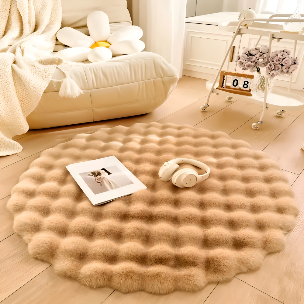 Runde Samtweiche Antirutsch Fußmatte – Gemütliche Fleece Wohndekoration