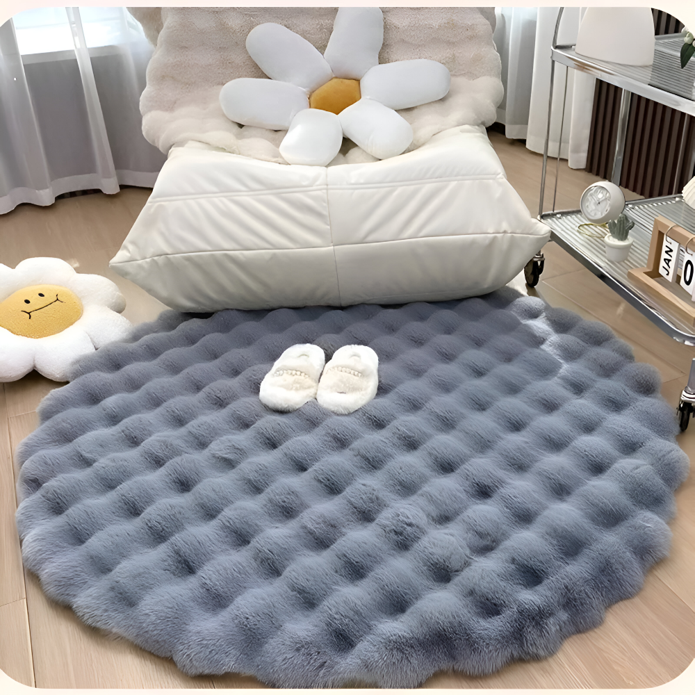 Runde Samtweiche Antirutsch Fußmatte – Gemütliche Fleece Wohndekoration