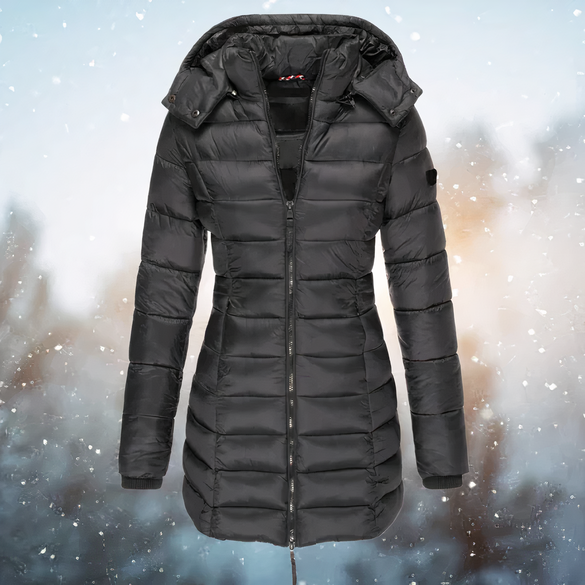 Warme Damen Winterjacke mit Kapuze – Mittellange Bequeme Jacke für Kalte Tage
