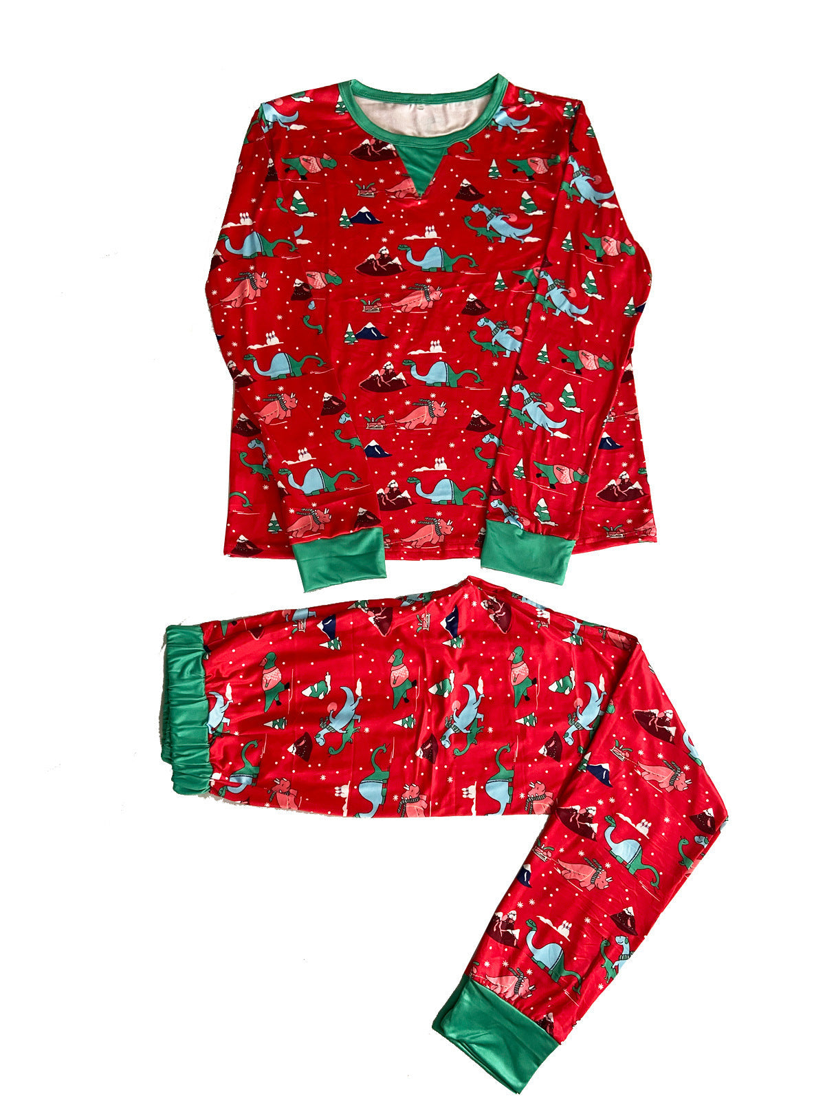 Rotes süßes Dinosaurier-Muster Familien-Pyjama-Set