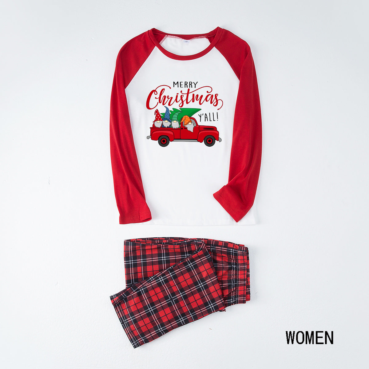 Rotes Weihnachts-Truck-Muster passende Familien-Weihnachtspajamas - Hundepajamas inklusive