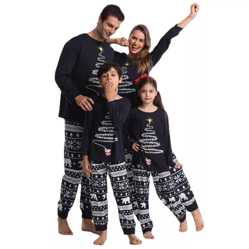 Schwarzer Weihnachtsbaum Druck Passende Familien Weihnachts-Pyjama-Sets