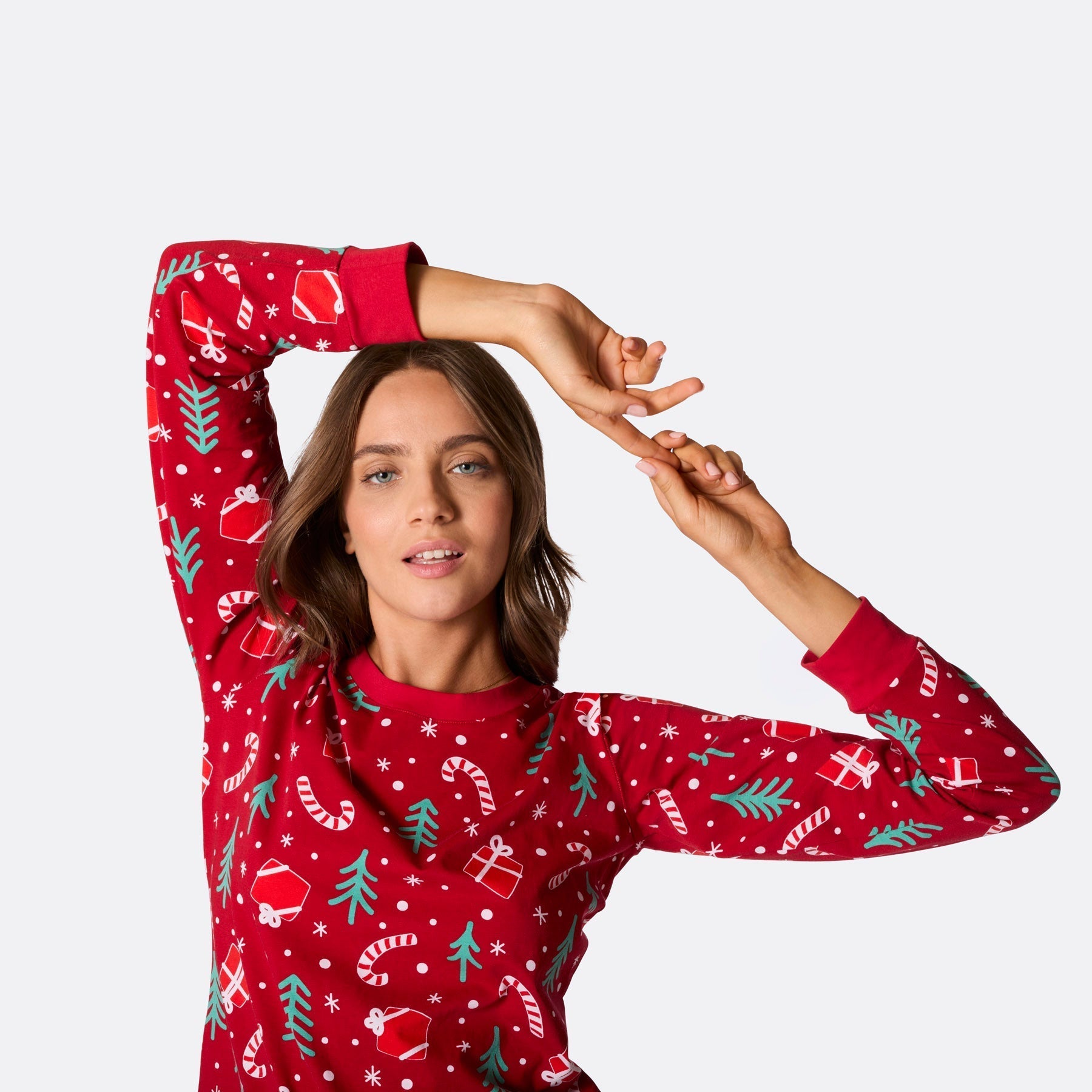 RedJolly | Damen Roter Weihnachtsmuster Pyjama Set für Festlichen Komfort