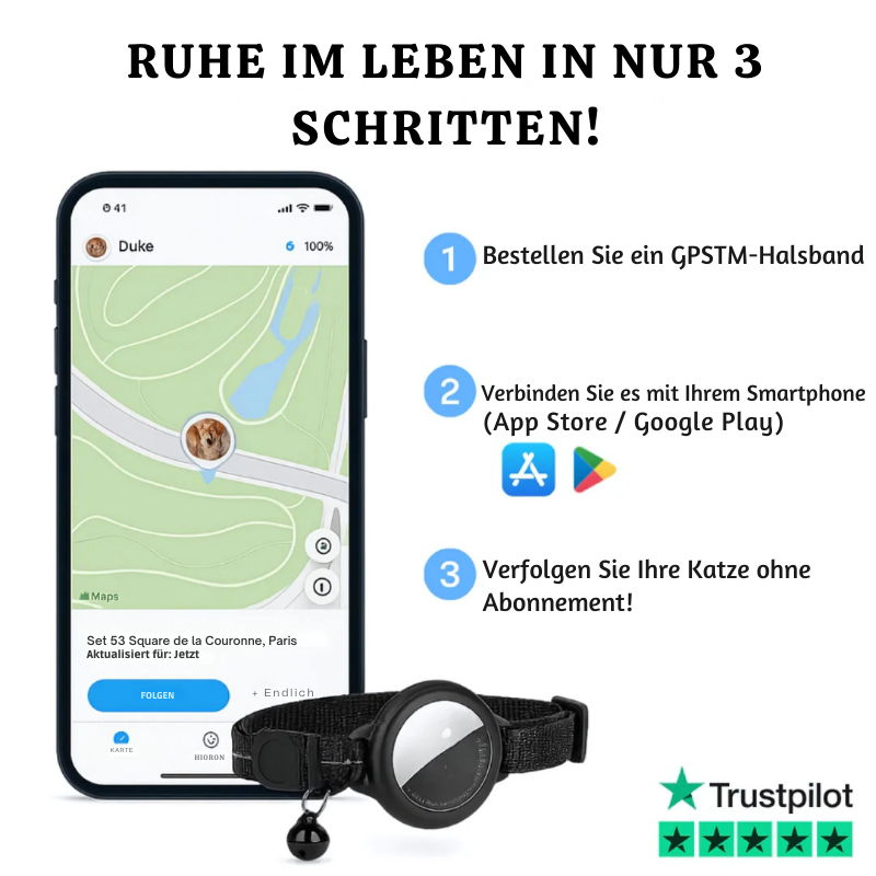 PawTrack Pro GPS Haustier Tracker | Intelligente Verfolgung für die Sicherheit Ihres pelzigen Freundes