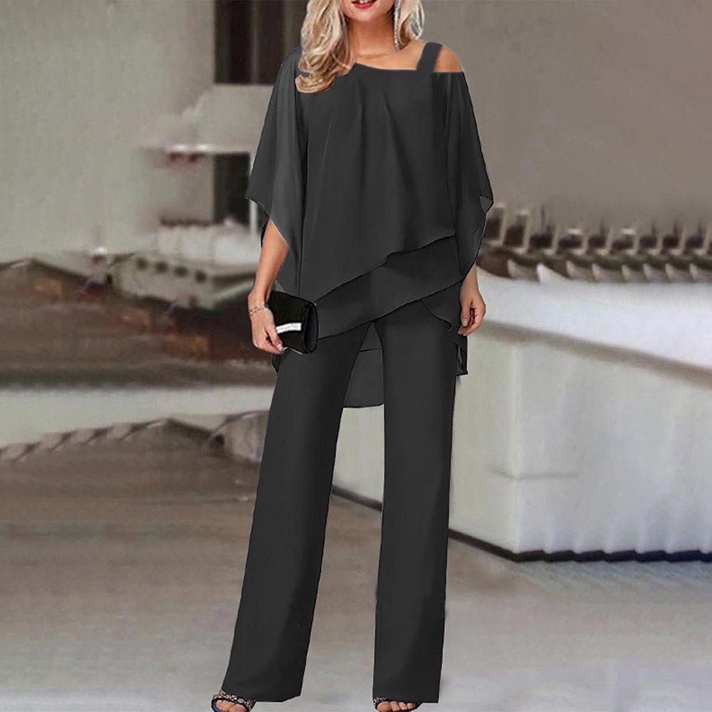 Eleganter Damen Jumpsuit – Cold-Shoulder Overall mit Langen Hosenbeinen