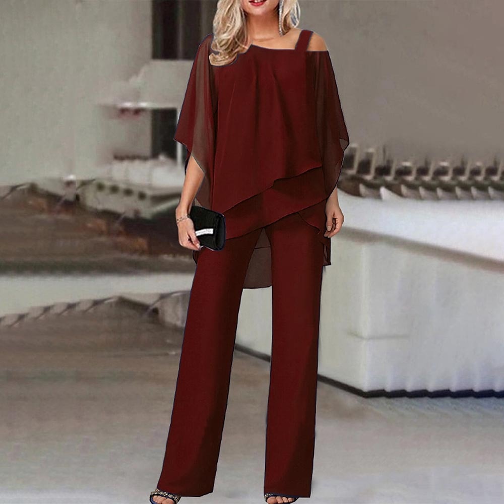Eleganter Damen Jumpsuit – Cold-Shoulder Overall mit Langen Hosenbeinen