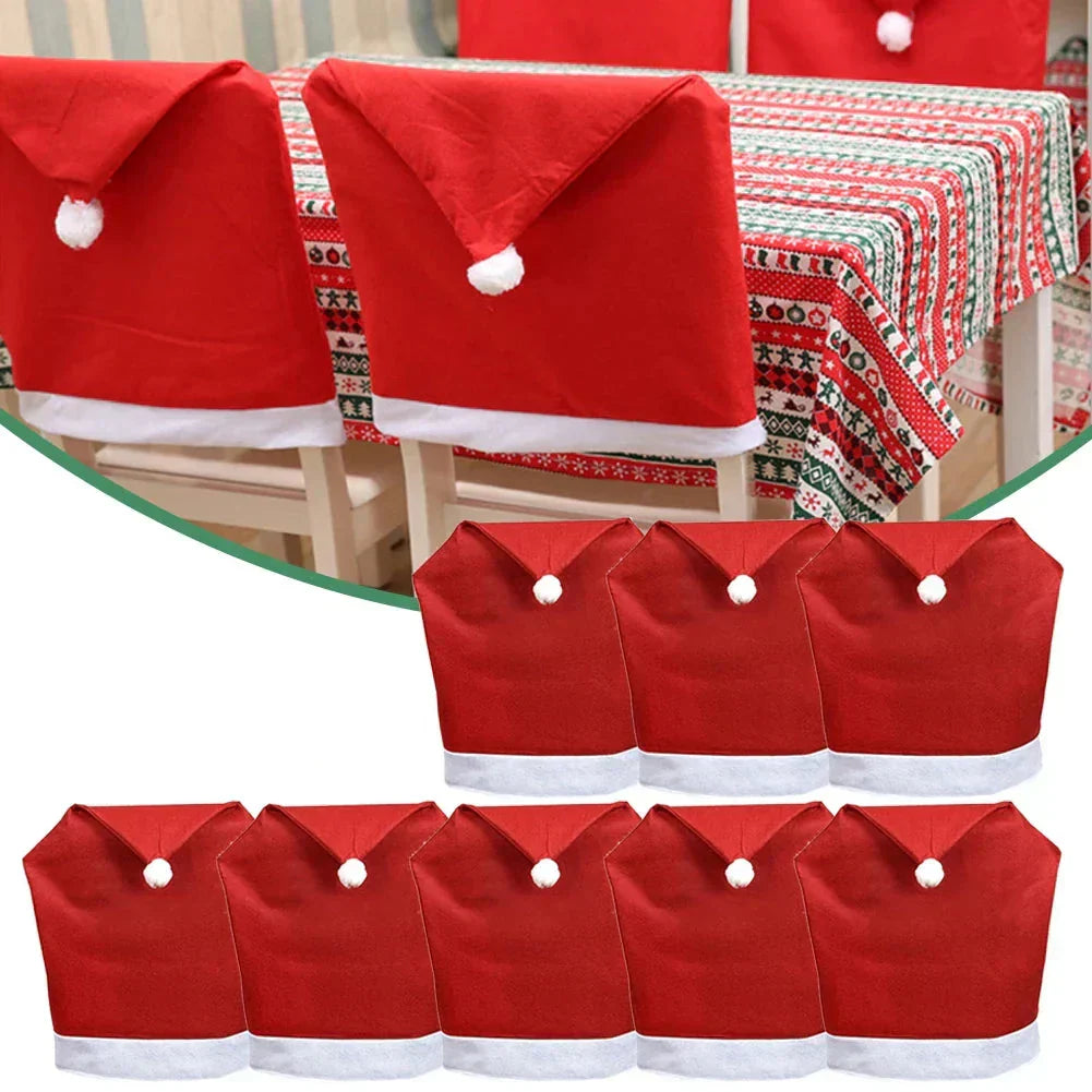 SantaSeat Weihnachts-Stuhlhussen – Set von dekorativen Stuhlhussen mit Weihnachtsmann-Design