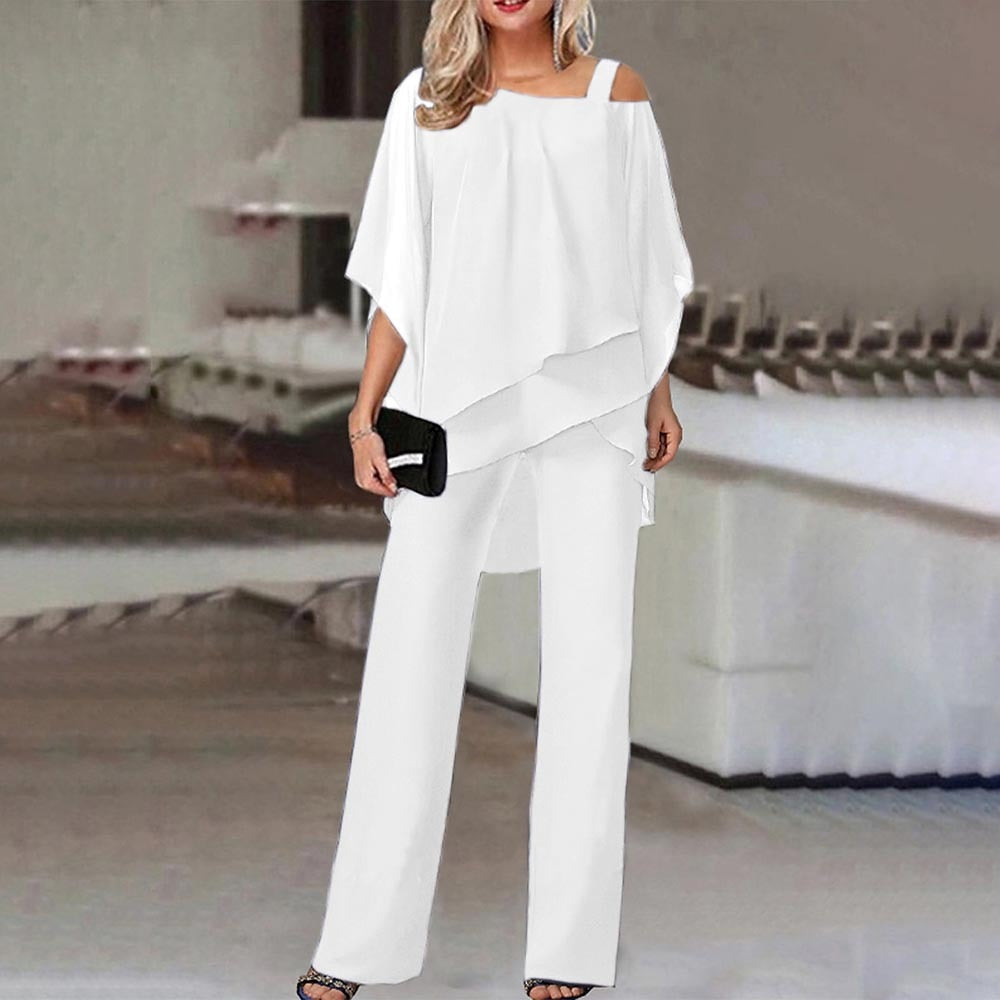 Eleganter Damen Jumpsuit – Cold-Shoulder Overall mit Langen Hosenbeinen