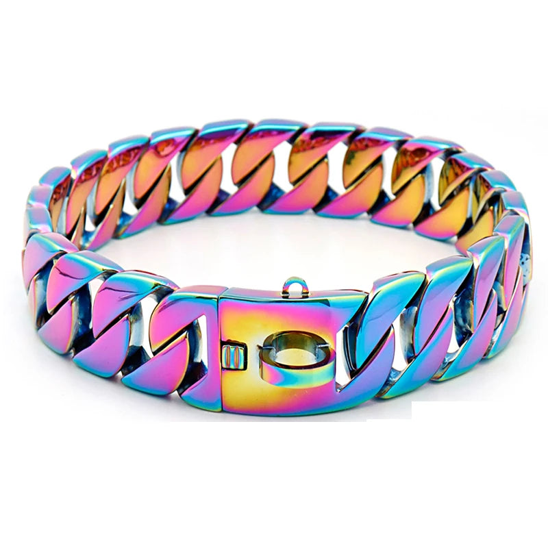 KrachtHals Metall Hundehalsband – Robuste Edelstahl Halsband für große Hunde