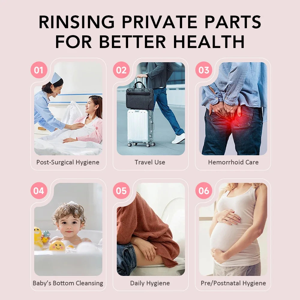 AquaReis Tragbares Reisebidet – Wiederaufladbare Hygienereinigung mit zwei Wasserdruckstufen