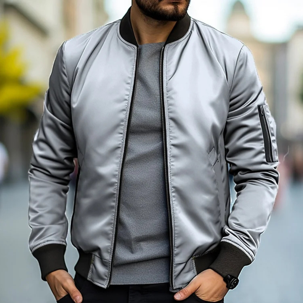UrbanEdge Bomberjacke – Herrenjacke mit Reißverschluss und Rippdetails