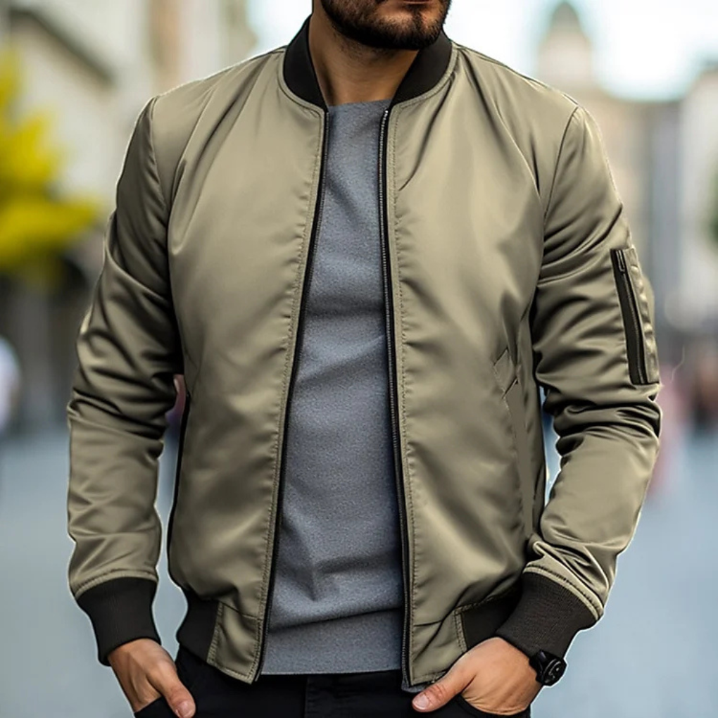 UrbanEdge Bomberjacke – Herrenjacke mit Reißverschluss und Rippdetails