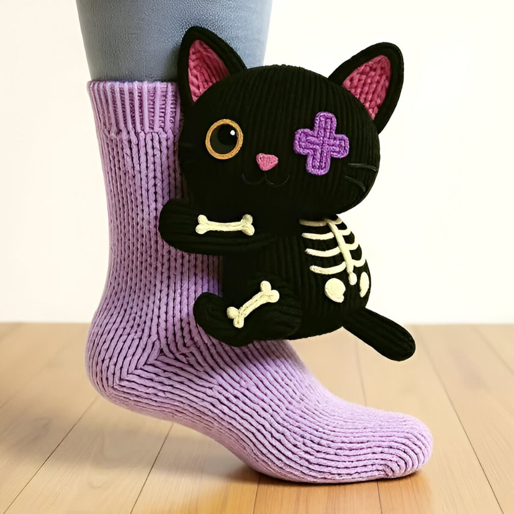 KnusStep Warme Tier-Socken aus Plüsch – Rutschfeste Haussocken mit 3D-Design