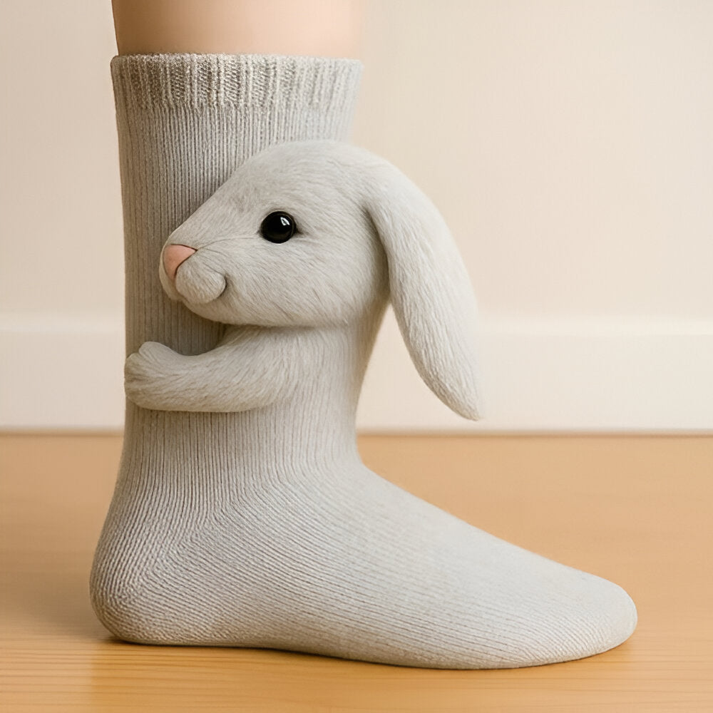 KnusStep Warme Tier-Socken aus Plüsch – Rutschfeste Haussocken mit 3D-Design