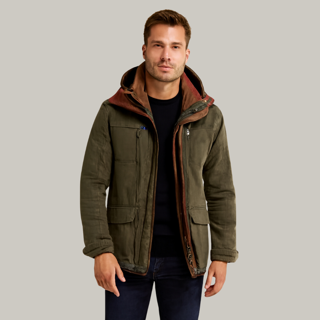 UrbanShield Herren Winterjacke – Funktionelles Design mit mehreren Taschen