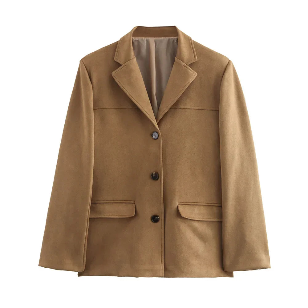 Schweizer Eleganz Damenjacke – Vintage Braun Leder Demi-Saison Look