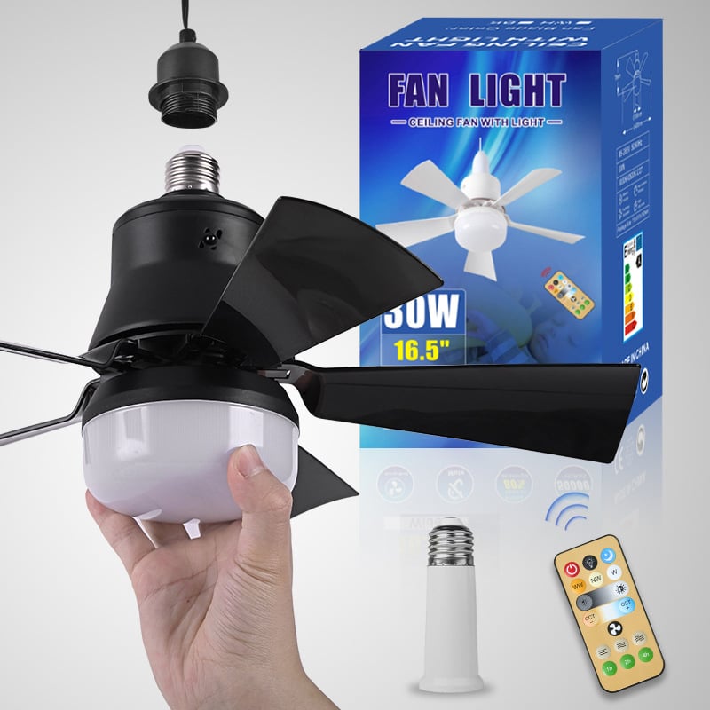LuxeBreeze Tragbarer Deckenventilator & Licht | Elegante 2-in-1 Lösung mit Fernbedienung für Komfort und Stil