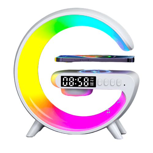 LuxAura Luxe Bluetooth Lautsprecher | Kabelloser Lautsprecher mit stimmungsvoller Beleuchtung und Uhrfunktion