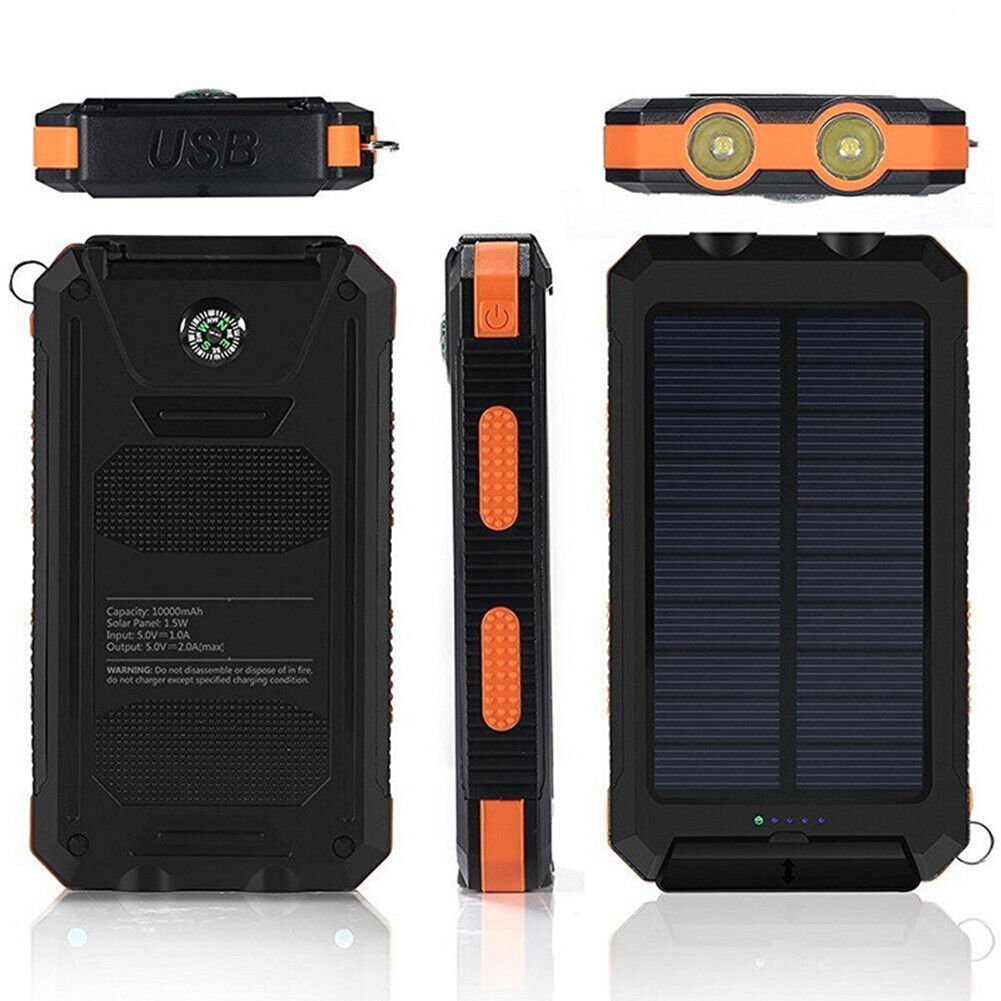 Wasserdichte Stoßfeste Solar-Batterie 10.000 mAh | Solaraufladbar