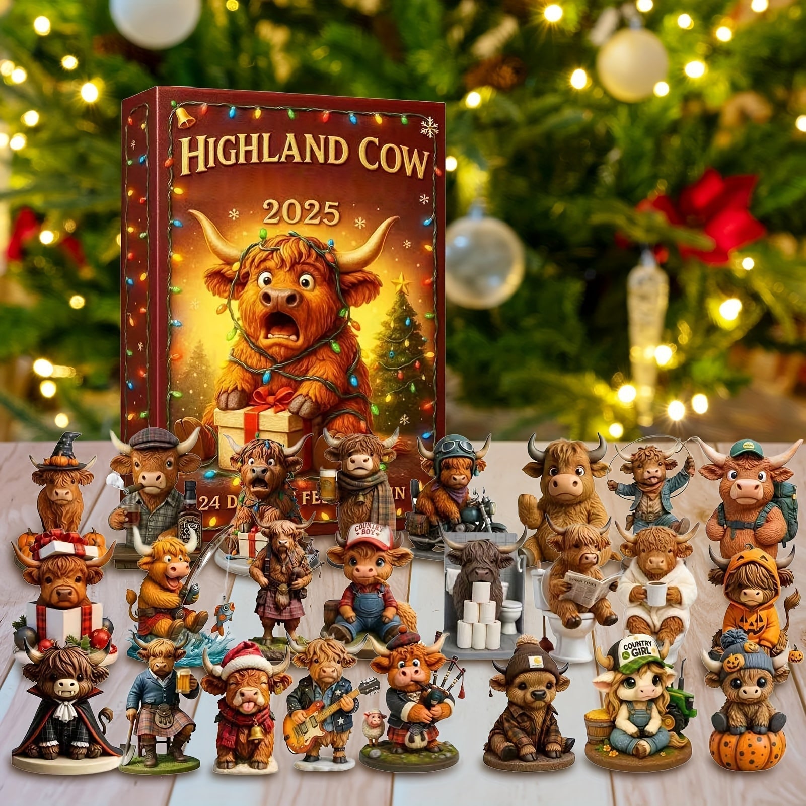 HighlandJoy | 3D Highland Cow Adventskalender 2025 Einzigartiges Weihnachtserlebnis mit 24 Figuren
