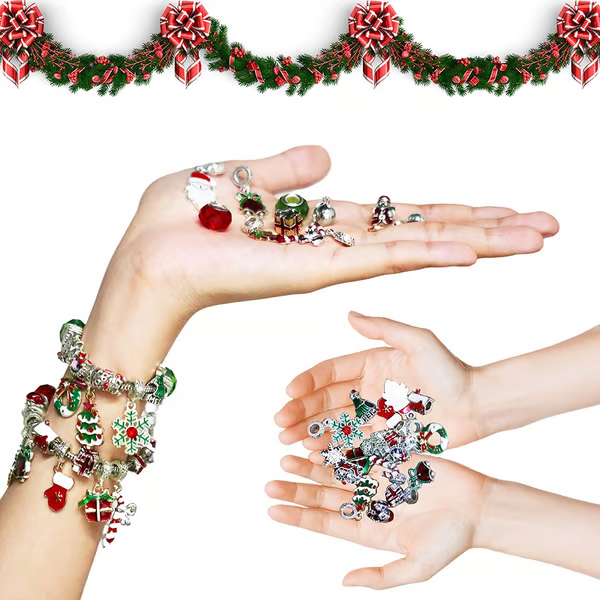 XmasBrace | 24 Stück DIY Weihnachts Adventskalender Armbandenset für Festlichen Spaß