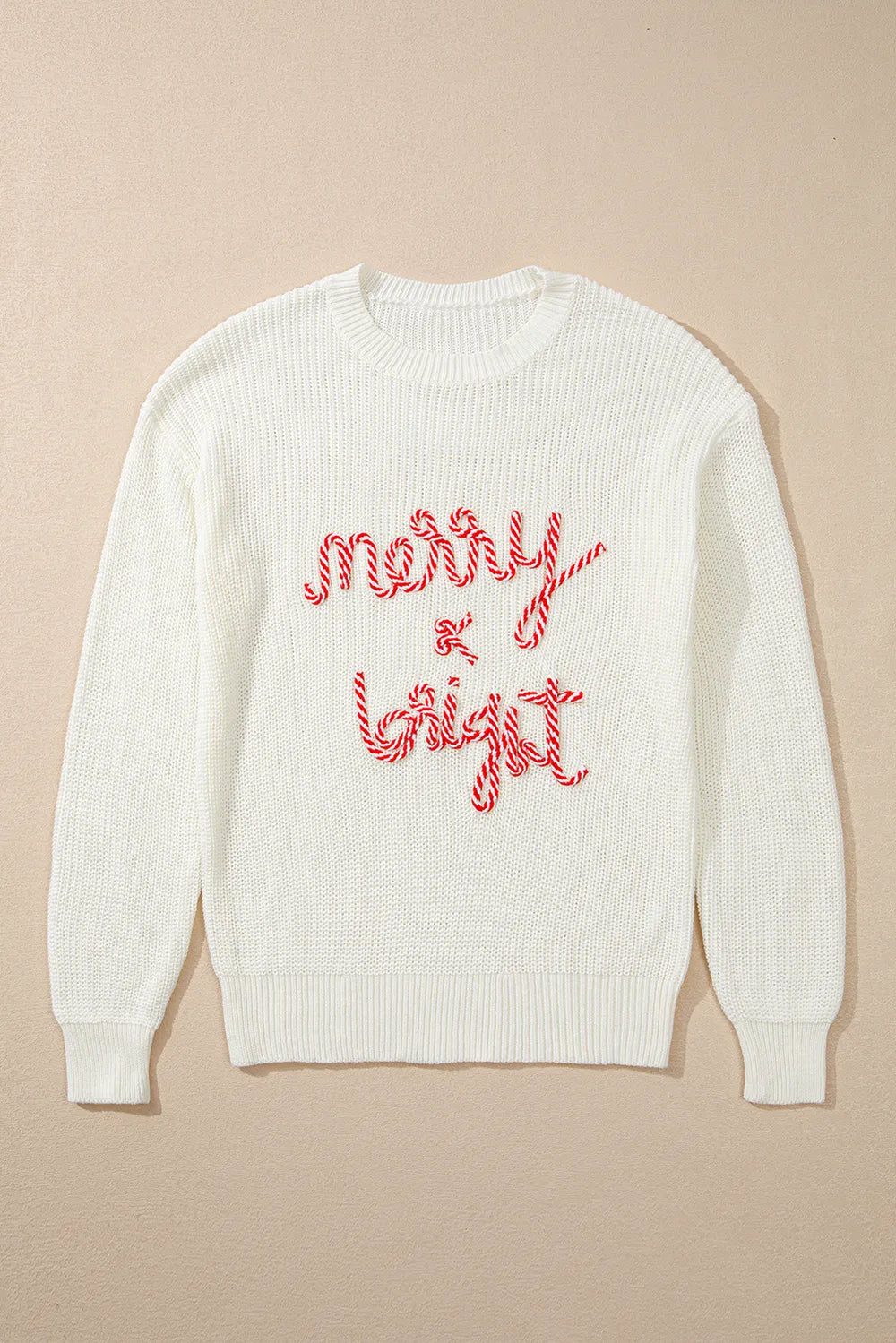 Weißer Fröhlicher und Heller Zuckerstangen-Text Weihnachts-Pullover