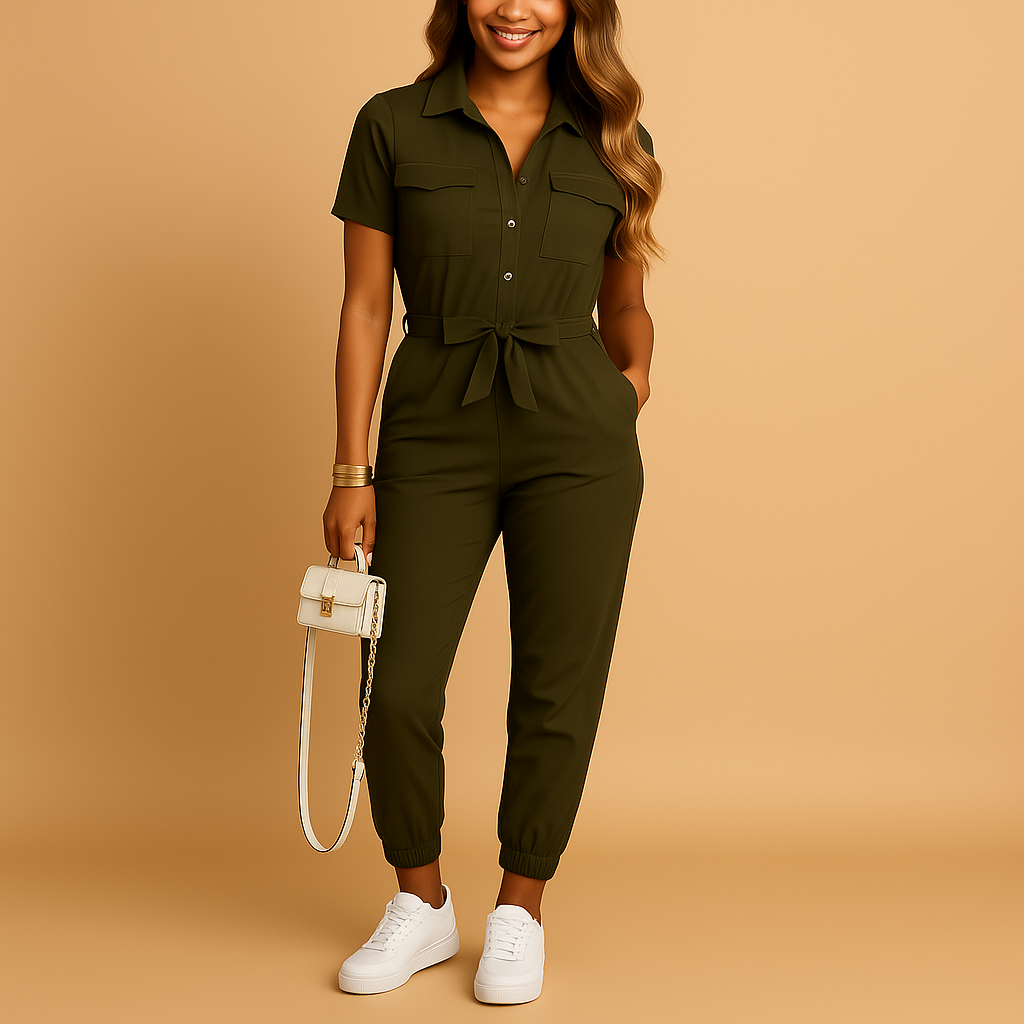 Elvira Elegante Damen Jumpsuit – Schickes Einteiliges Outfit mit Knopfverschluss