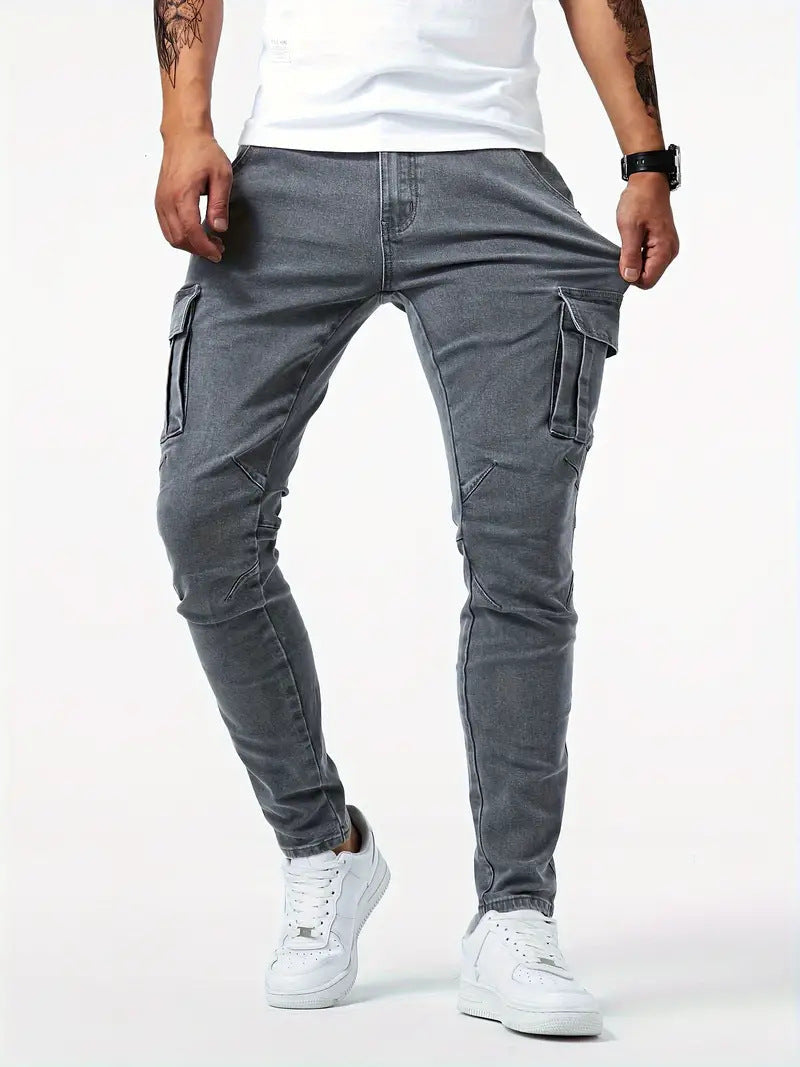 Herren Cargo Jeans UrbanFlex – Slim Fit Stretch Denim mit Multifunktionalen Taschen
