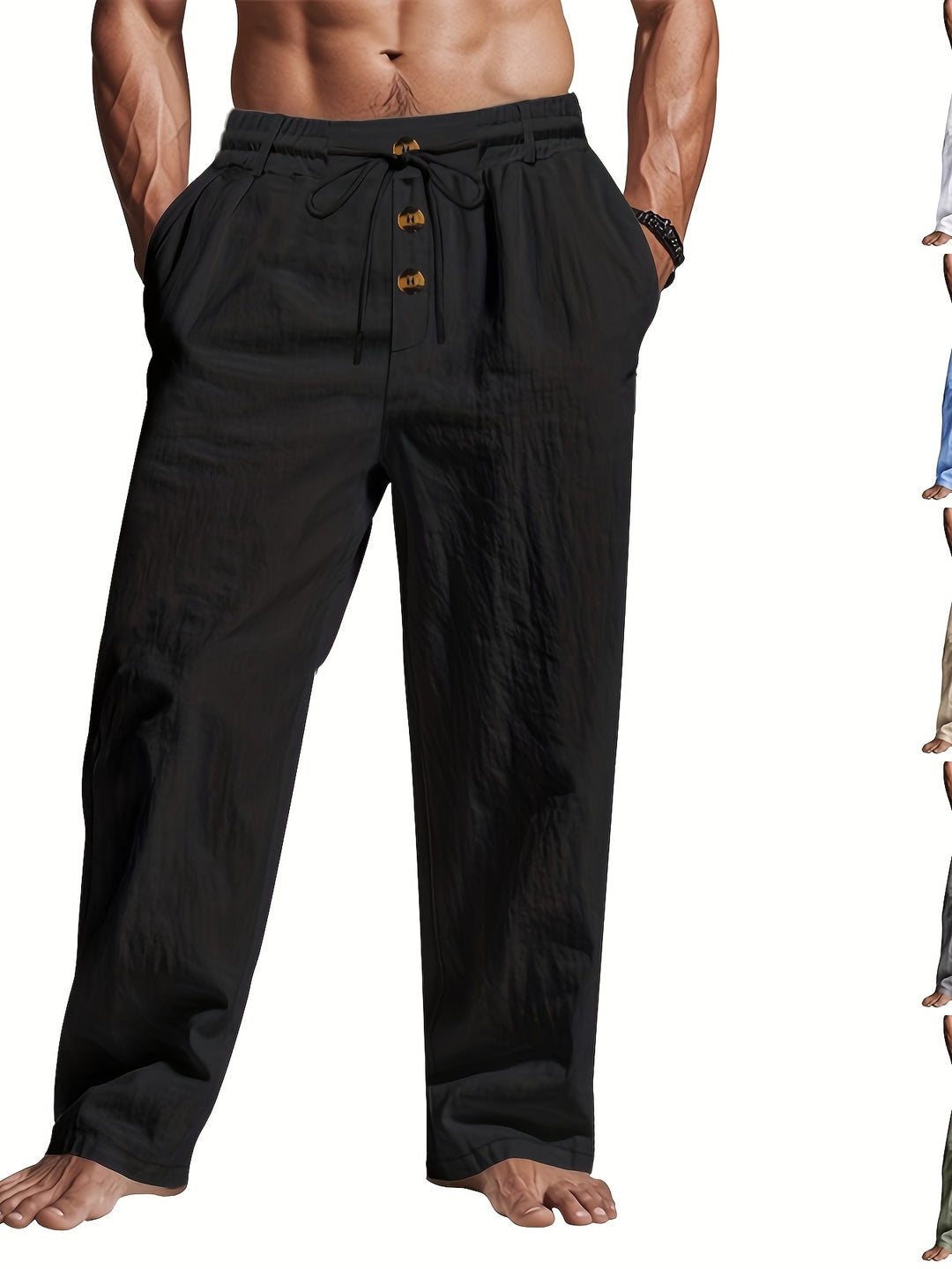 Herren Leinenhose BreezeFit – Atmender Sommerkomfort mit Multi-Knopf-Design