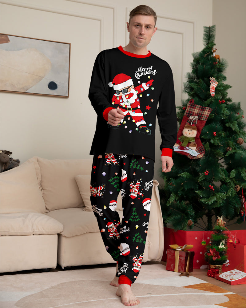 ClausJams | Eltern-Kind Pyjama Set mit Santa Claus Lampen Druck
