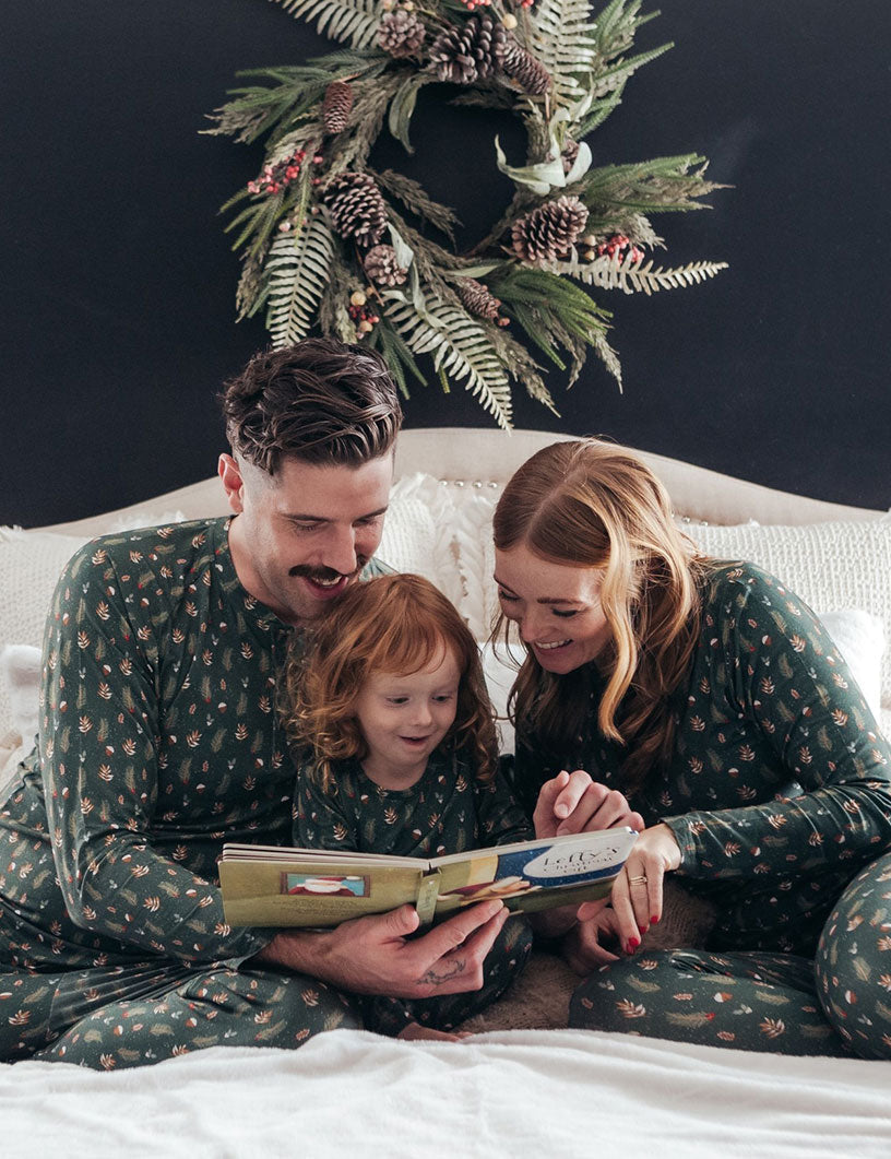 Grüner Weihnachtsbaum passende Familien-Pyjamas | Pyjamas für Erwachsene, Kinder & Hunde