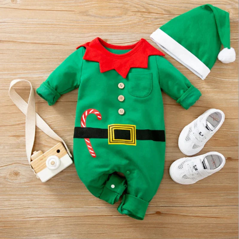 SantaSnug™ – Weiches Weihnachtskostüm aus Baumwolle – Baby erste Weihnachtsoutfit