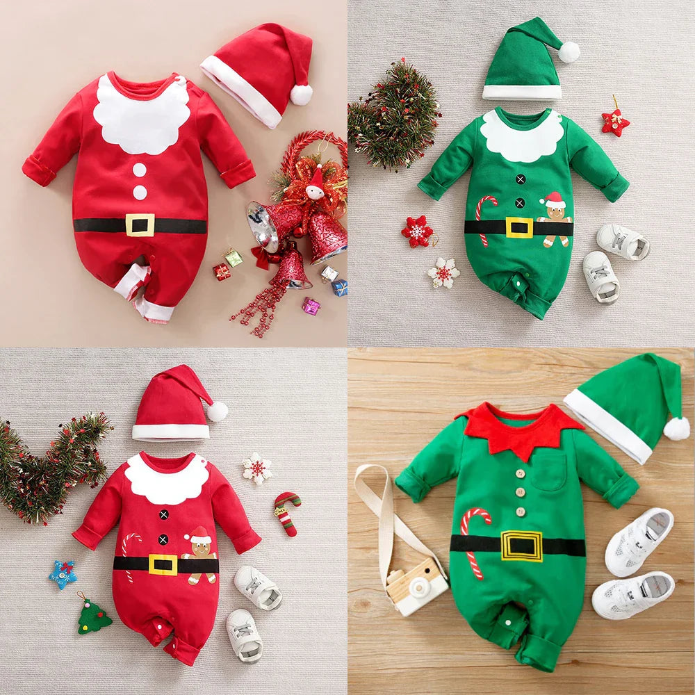 SantaSnug™ – Weiches Weihnachtskostüm aus Baumwolle – Baby erste Weihnachtsoutfit